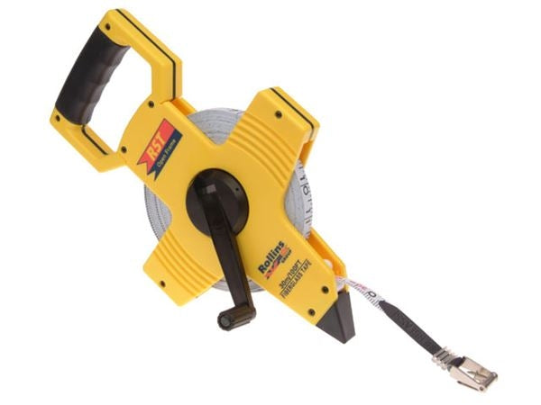 30M Fibreglass Tape Measure with 13mm blade, metric/imperial markings, metal hook, smooth winding – Keans Claremorris