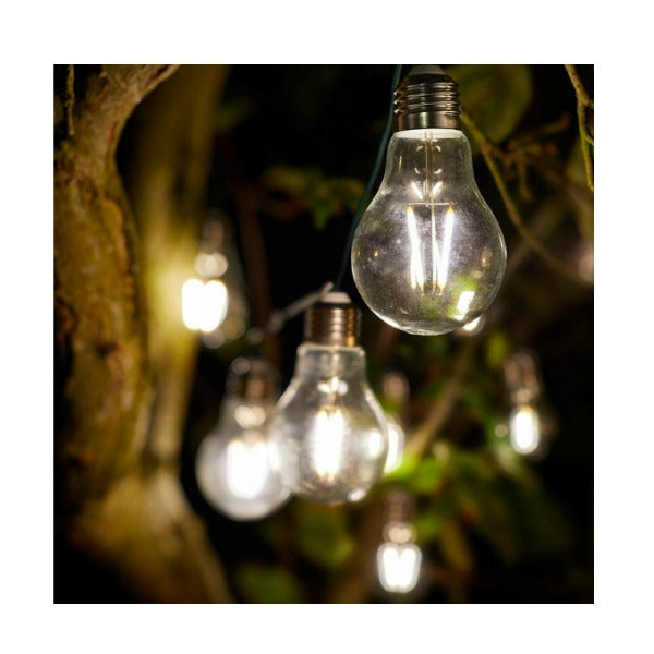 Eureka Retro LED String Lights 10 Bulbs 3.8m Solar Powered Garden Décor by Keans Claremorris