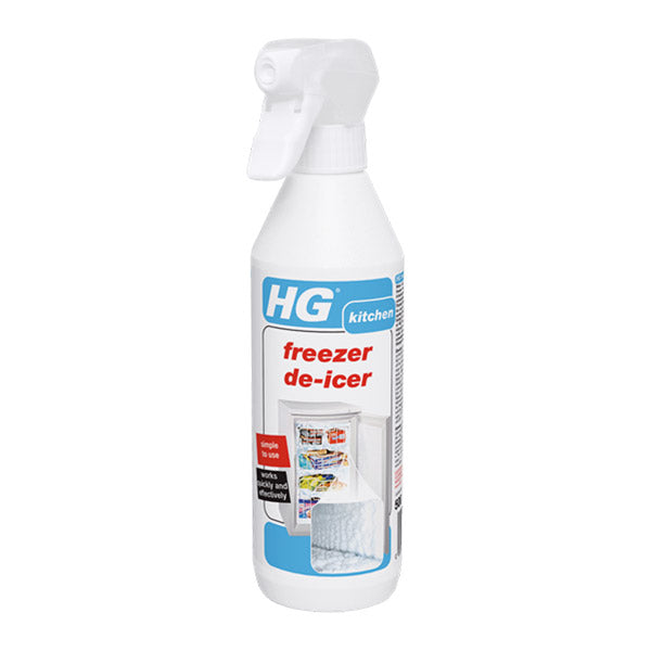HG Freezer De-Icer 500ml spray bottle, fast-acting in 5-10 mins, easy to use, available at Keans Claremorris.