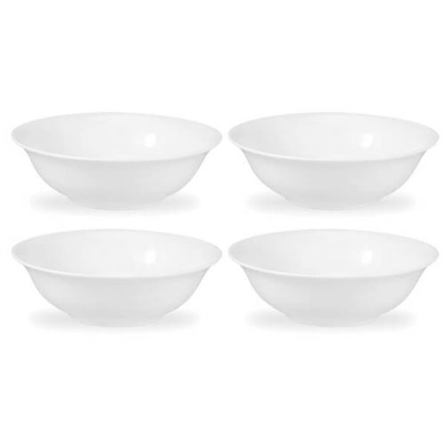 Set of 4 Royal Worcester Serendipity 16cm white fine bone china cereal bowls, microwave and dishwasher safe – Keans