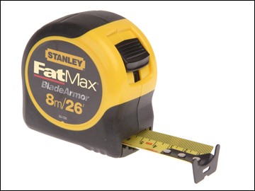 Stanley FatMax 8m/26" Tape Measure with Mylar coated blade, rubber grip, Tru-zero hook – available at Keans Claremorris