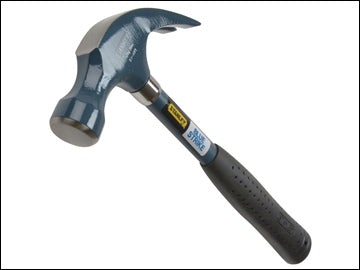 Stanley Blue Strike Hammer 20oz with forged steel curved claw, lightweight oval shaft, heat-resistant vinyl grip - Keans