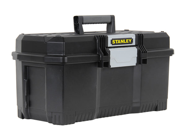Stanley One Touch Latch Toolbox 61cm with removable tray and V-groove lid for cutting - Keans Claremorris