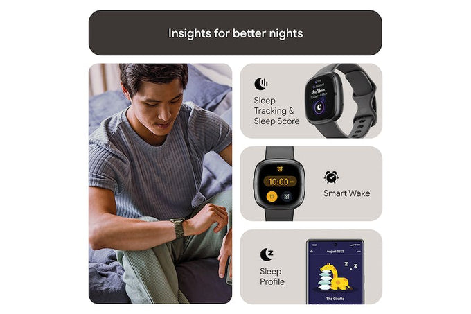 Fitbit Sense 2 Smartwatch in Shadow Grey & Graphite with health tracking, from Keans Claremorris store.