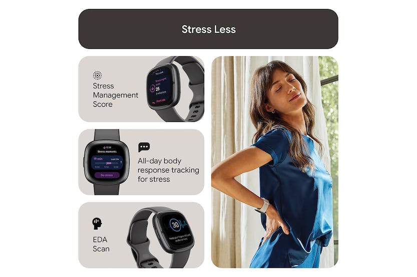 Fitbit Sense 2 Smartwatch in Shadow Grey & Graphite with health tracking, from Keans Claremorris store.