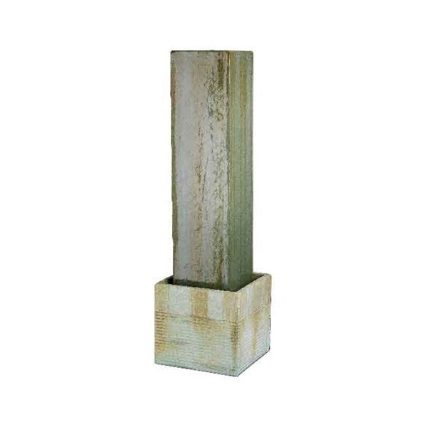 Square Copper Column Fountain, 34x34x163cm, stone effect, cascading water on all sides, easy setup - Keans Claremorris