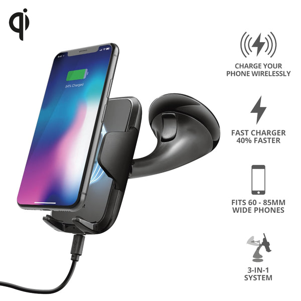 Trust In-Car Phone Holder With Suction Cup | QI Charging