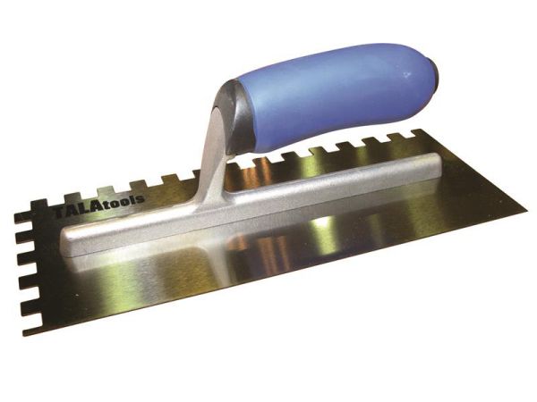 TALAtools 10mm Square Notched Trowel 11x4.5in, 0.6mm spring steel blade, soft grip handle – Keans Claremorris