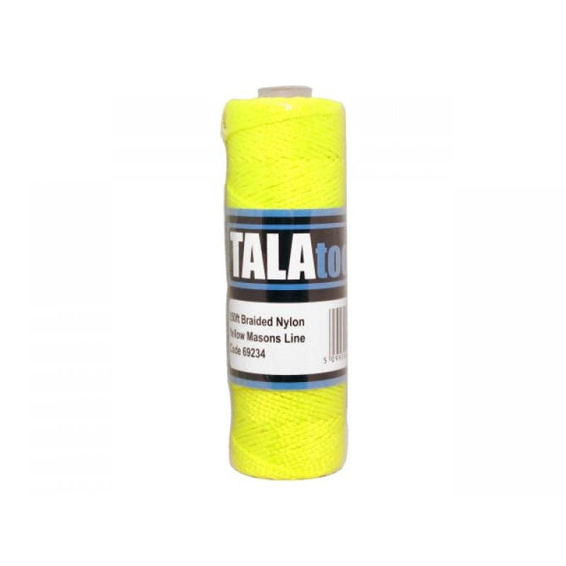 Braided Mason's Line Yellow 106m high-visibility, professional quality for landscaping and concreting - Keans Claremorris