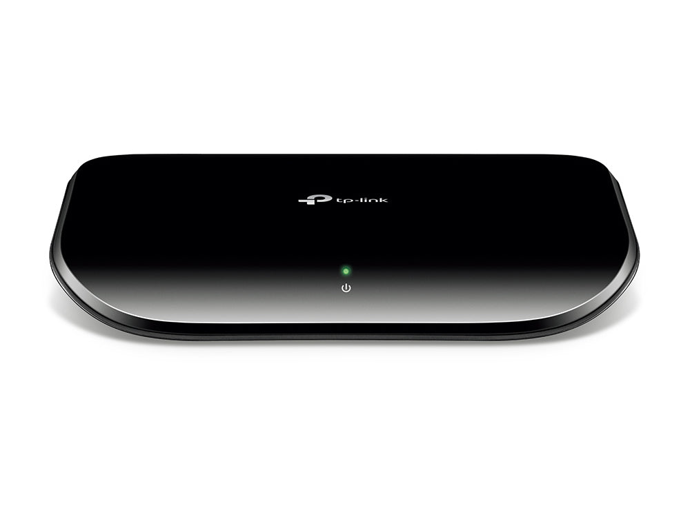 TP-Link 5-Port Gigabit Desktop Switch with energy-efficient, plug-and-play RJ45 ports, available at Keans Claremorris.