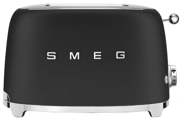 SMEG Matt Black 50s Style Two Slice Toaster with reheat, defrost, bagel functions, stainless steel lever – Keans Claremorris