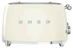 Smeg TSF03 Cream 4-slice retro toaster with stainless steel, 6 browning levels, reheat, defrost, bagel functions – Kean’s