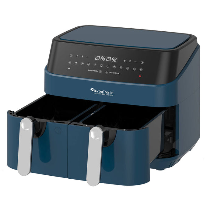 TURBOTRONIC Dual Basket Air Fryer 036403 with two baskets for simultaneous cooking, available at Keans Claremorris.