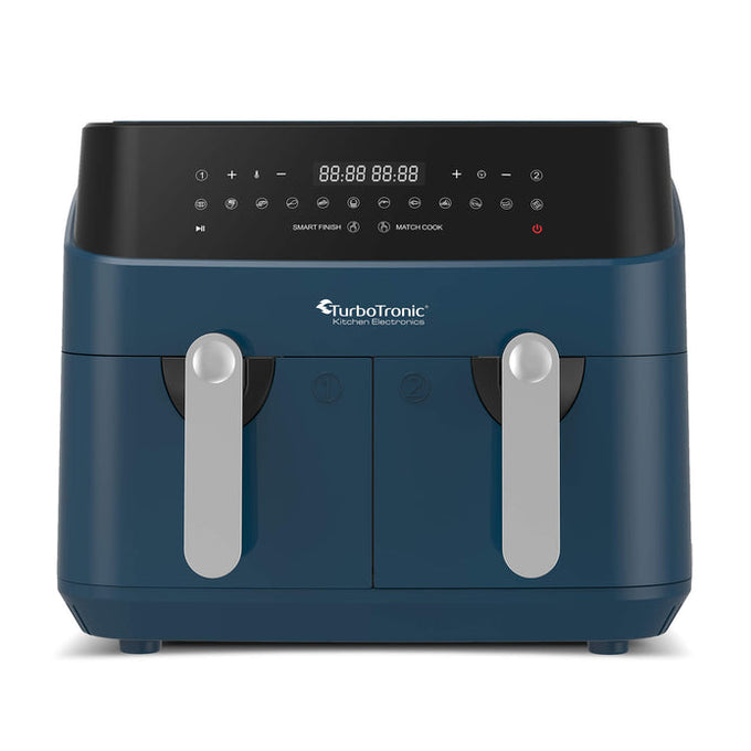 TURBOTRONIC Dual Basket Air Fryer TT-DAF5, digital, 2 independent baskets, rapid air tech, blue – Keans Claremorris