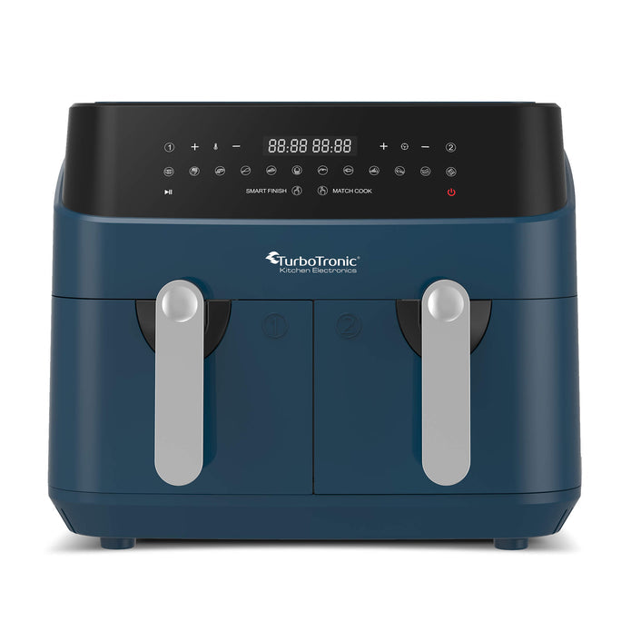 TURBOTRONIC Dual Basket Air Fryer TT-DAF5, digital, 2 independent baskets, rapid air tech, blue – Keans Claremorris