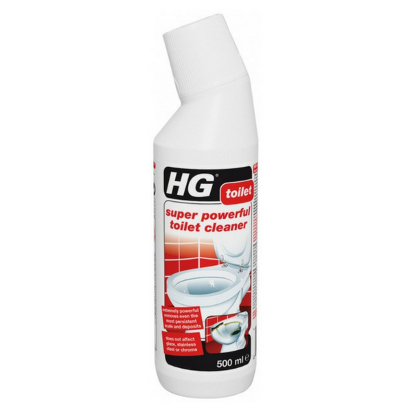 HG Super Powerful Toilet Cleaner 500ml removes persistent scale and dirt quickly – available at Keans Claremorris.