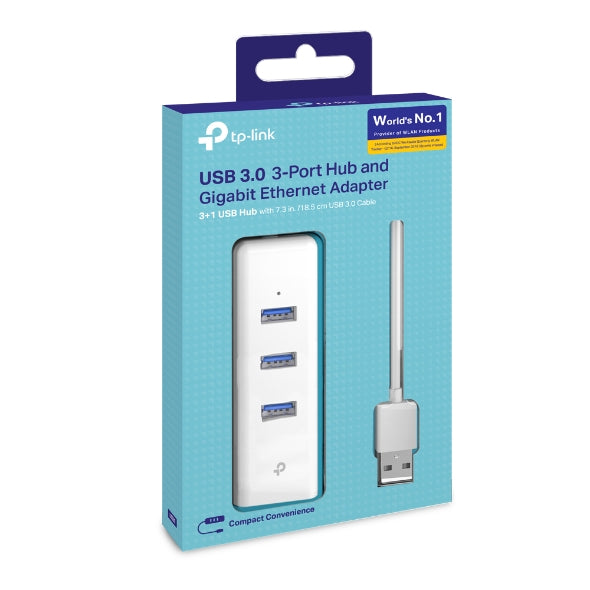 TP LINK 3-Port USB 3.0 Hub with Gigabit Ethernet Adapter, 5Gbps USB, 1000Mbps Ethernet – Keans Claremorris