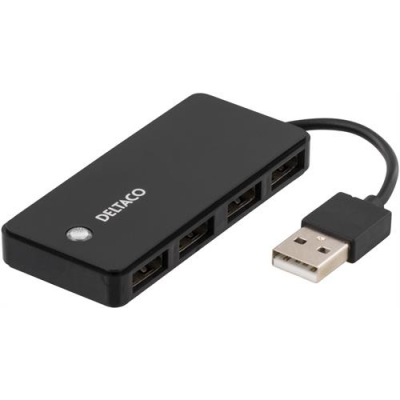 Deltaco UH480 4 Port USB 2.0 Hub with LED indicator, black, plug & play, compatible with Windows and Mac – Keans Claremorris
