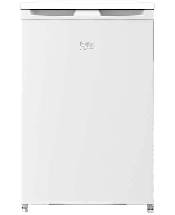 Beko 114L undercounter fridge with four-star freezer, adjustable shelves, large crisper, reversible door – available at