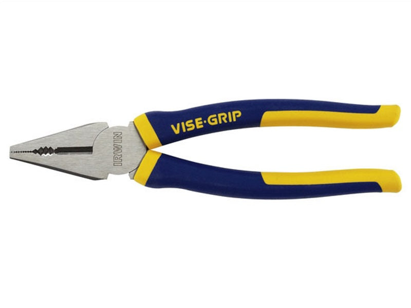 High Leverage 7" Combination Plier with multi-grip jaws, cable cutter, hardened edge, durable steel, comfortable handle -