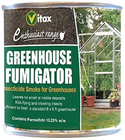Vitax Greenhouse Fumigator insecticide smoke kills flying and crawling insects, leaves no smell, from Keans Claremorris.