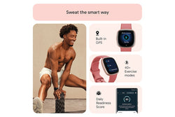 Fitbit Versa 4 Smartwatch in Pink Sand and Copper Rose, fitness tracking, heart rate monitor – available at Keans