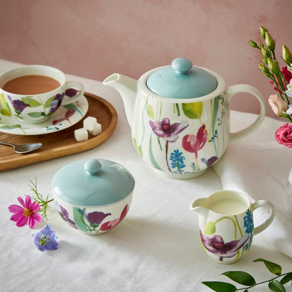 Water Garden 3 Piece Porcelain Tea Set with Teapot, Sugar Bowl, Cream Jug by Portmeirion – Keans Claremorris