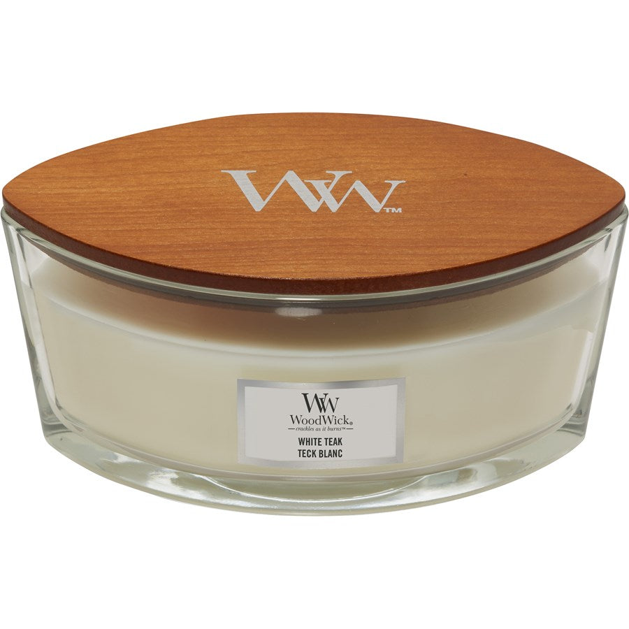 Woodwick White Teak Ellipse Jar
