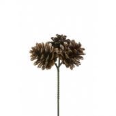 Triple Pine Cone Pick 15cm with natural brown tones, realistic design for wreaths, garlands, trees – Keans Claremorris.