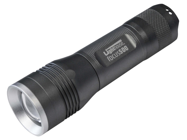 Lighthouse Elite Focus Torch 500 lumen LED, adjustable beam, 3 modes, IP54 water-resistant, lightweight anodised aluminum –