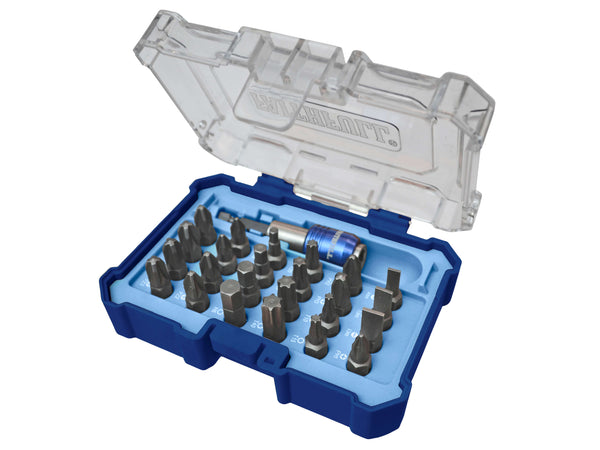 Faithfull 25 Piece Quick Change Bit Set with magnetic holder, durable S2 steel, sturdy case – available at Kean’s