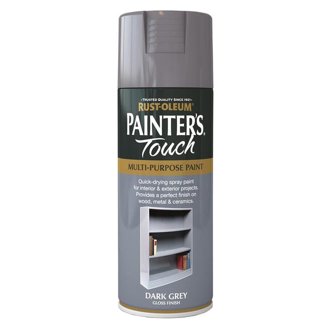 Painters Touch Dark Grey 400ml spray paint, fast-drying, durable finish, multi-purpose for indoor/outdoor use - Keans