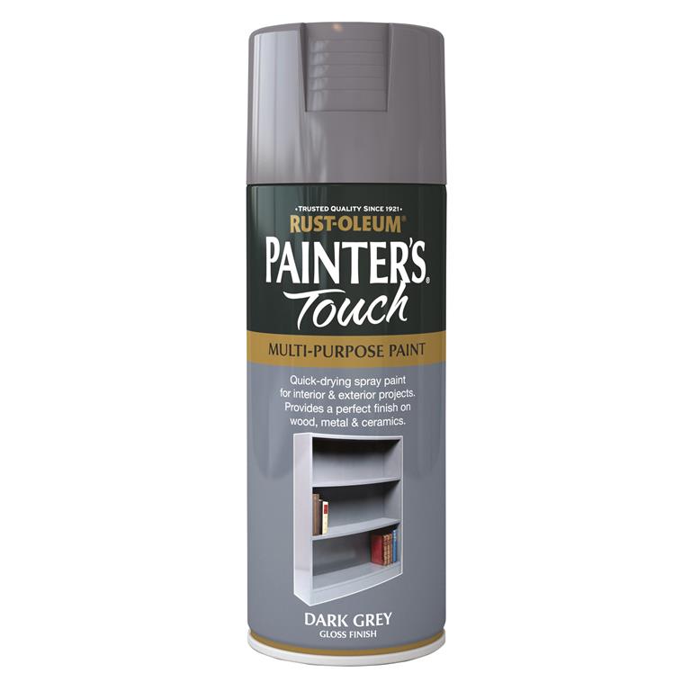 Painters Touch Dark Grey 400ml spray paint, fast-drying, durable finish, multi-purpose for indoor/outdoor use - Keans
