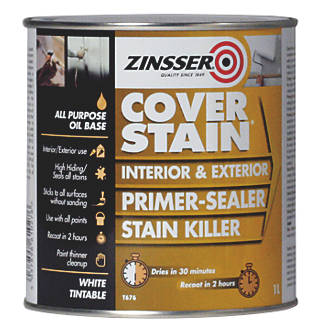 Zinsser Cover Stain 1L primer and sealer, quick-dry, stain blocker, tintable, for interior/exterior – Keans Claremorris.
