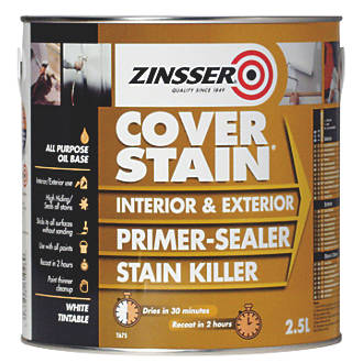 Zinsser Cover Stain 2.5L primer and sealer, quick-dry, stain blocker, tintable, interior/exterior – Keans Claremorris.