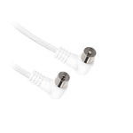 Load image into Gallery viewer, Antenna cable 9,5 mm male to 9,5 mm female, 90° connectors, cable length 1.8 m, m-m adapter included, white color, 75dB
