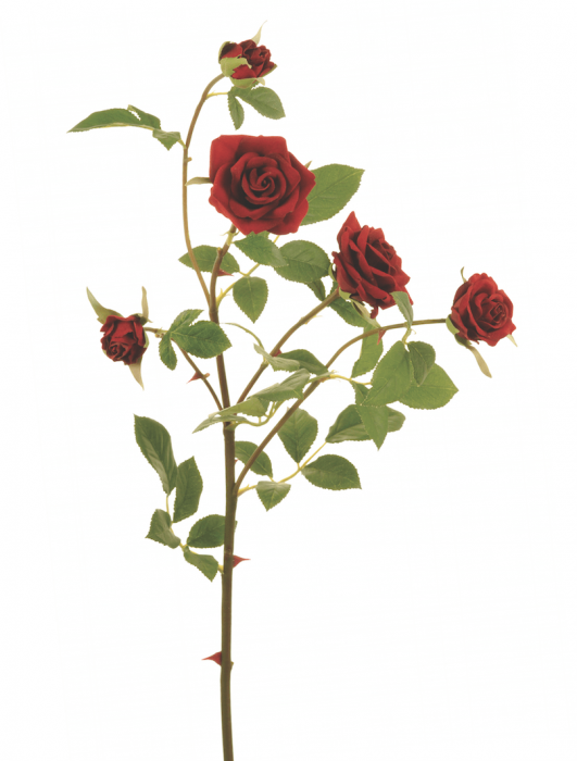 Pavilion Flowers Artificial Rose Spray Velvet Red Height 76cm