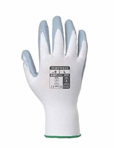 Flexo Grip Nitrile Glove  Grey/White Size 9 (L)