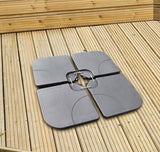 Set of 4 unfilled resin parasol weights for overhang parasols, fill with sand or water, from Keans Claremorris.