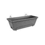 Barcelona All in 1 50cm Anthracite balcony planter with rack, saucer, recycled plastic, fits 6cm railings – Keans Claremorris