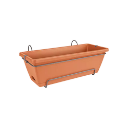 Barcelona Allin1 50cm Terra balcony planter, recycled plastic, 100% recyclable, includes rack & saucer – Keans Claremorris