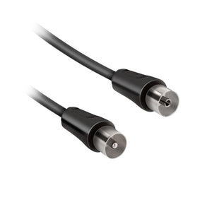 Cable coaxial Antenna 9,5 mm male - female, length 1,8 m, black color. Nickel plated. 75dB shielding rate