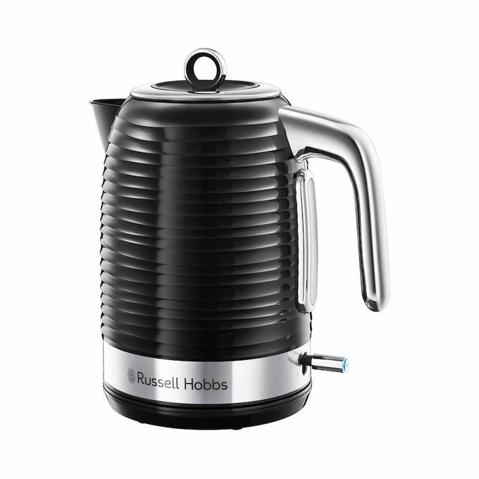 Russell Hobbs Inspire Black Kettle with perfect pour spout, rapid boil, blue indicator light, energy-saving – Keans