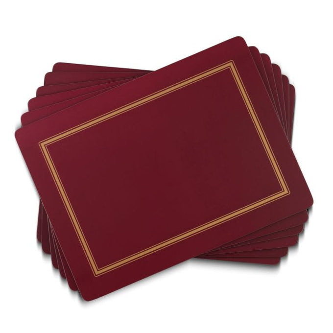 Set of 6 Pimpernel Burgundy placemats with cork backing, heat and stain resistant, 30.5x23cm – Keans Claremorris