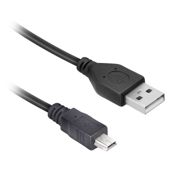 Black USB 2.0 cable 1.8m with Type A male to Mini USB male connectors, anti-twist, by Keans Claremorris