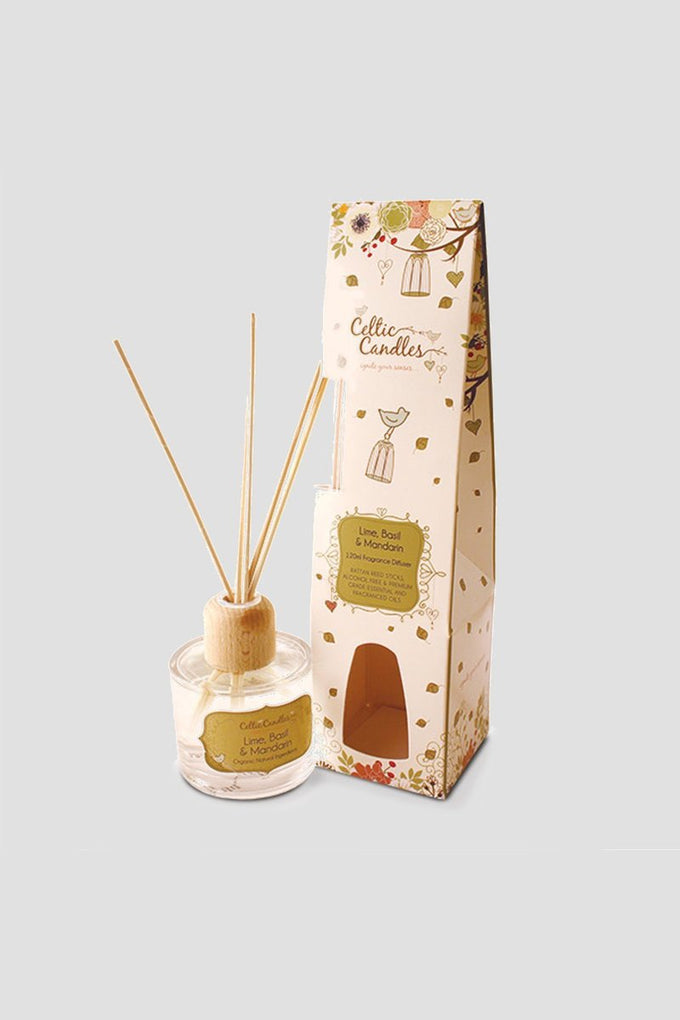 Reed Diffuser 100ML Lime Basil & Mandarin with natural oils, alcohol-free, 16-week scent, in recycled glass by Keans