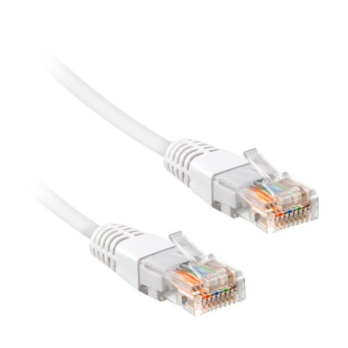 White 0.25m Cat 5e LAN cable with RJ45 male connectors for fast network connections – Keans Claremorris