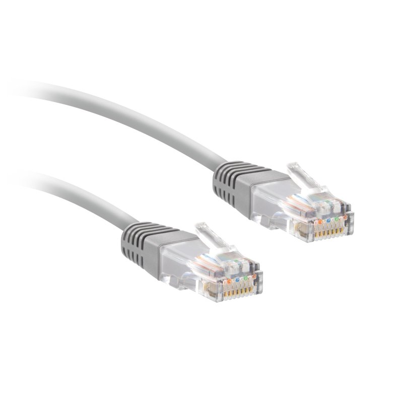 UTP patch cable Cat 6 grey color, RJ45 connector, cable length 5 m. 500 MHz.  Golden plated connector.  copper conductor