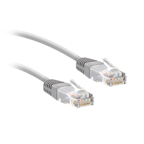 A 10m long, grey coloured CAT 6 network cable for PCs with RJ45 connectors