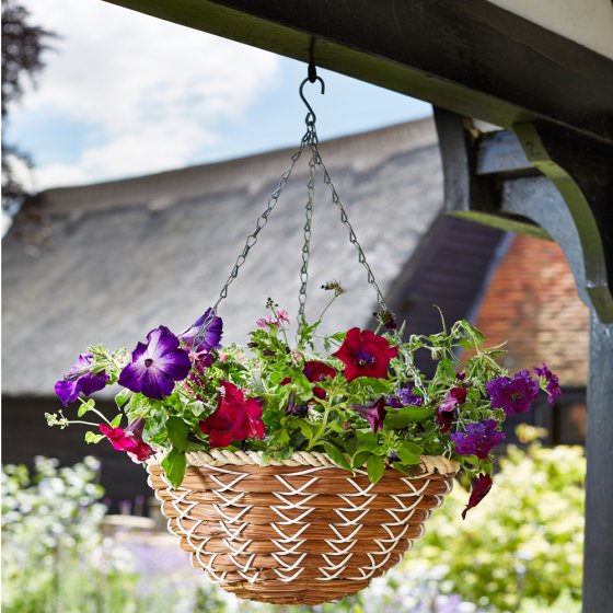 14'' Country Braid Hanging Basket, natural fibre, pre-lined, 7.5L capacity, 35.5cm diameter – Keans Claremorris